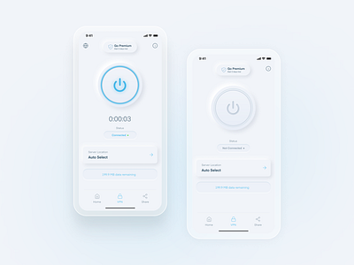 VPN App clean design mobile skewmorphism ui ux vpn