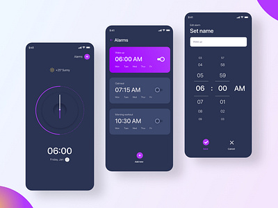 UI Alarm app Dark Theme