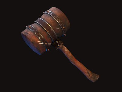Stylized Hammer 3d 3d render game game asset game ready madeival maya substance painter vray weapon