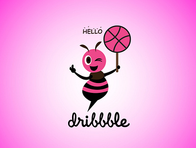 Dribbble Bee illustration typography vector