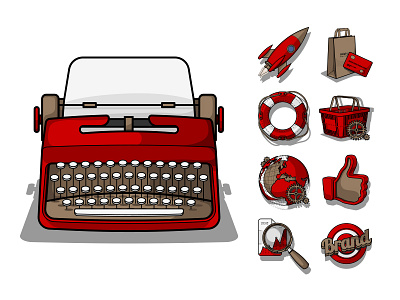 Typewriter. GoldWeb icons