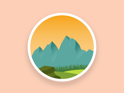 Mountain Doodle design flat icon illustration vector