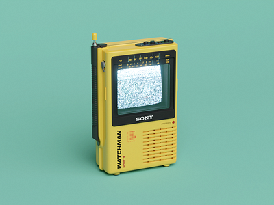 Watchman Sports 1986. Slightly modified version. 3d green portable product sony sports television tv watchman yellow