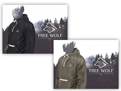 FREE WOLF clothing brand banners banners branding graphic design logo