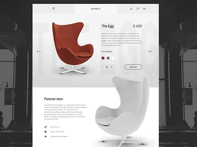 The Egg chair by Arne Jacobsen design egg shop site store ui ux web