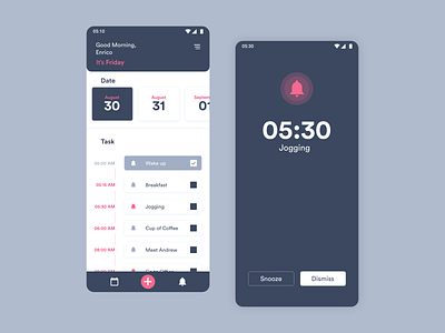 Simple Task Manager alarm app mobile ui ui design
