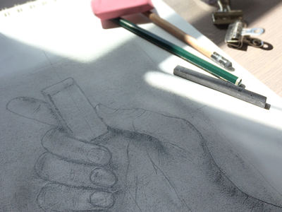 Self Portrait drawing graphite gray hand illustration pencil self portrait shading sketchbook