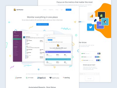 Hall Monitor homepage and features analytics data email features homepage landing page monitor slack
