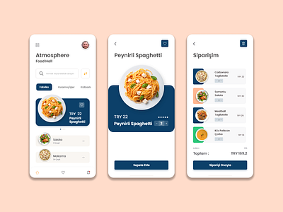 Atmosphere Food Hall - Food Ordering app atmosphere food app food delivery food order food ordering food ordering app minimal order payment ui ux