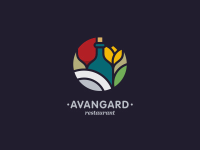 Avangard avangard avant garde bottle flower logo logotype mosaic restaurant tulip wine