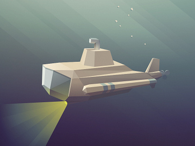 Depth depth illustration lowpoly sea submarine vector