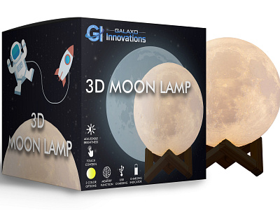 3D Moon Lamp Amazon Package Design amazon amazon package design branding design art gift box graphic design lamp package design