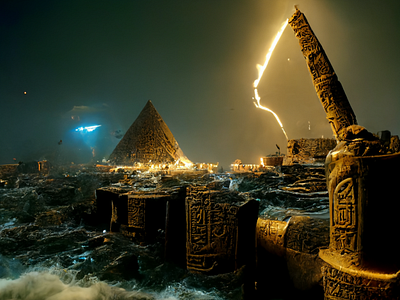 The gods of Atlantis vs The pharaohs 2022 ai animation art color design digital graphic design illustration tranding