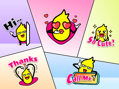 Ananas emojis for social app ananas app branding call cartoon cute emoji fruit hi icon logo mobile smile thanks ui