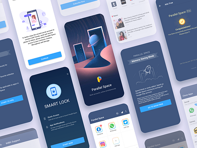 Parallel Space account android app brand branding clone device face logo mobile multiple parallel privacy product design space theme tool typography ue ui