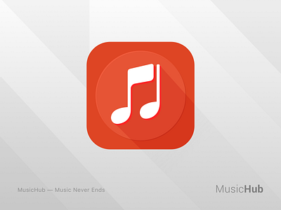 MusicHub logo app artist aterial design branding hub icon logo mobile music play player red ui