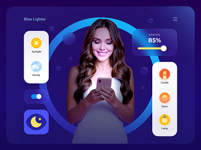 Blue Lighter - Mobile Tool App app blue blue lighter girl icon light logo mobile phone ui woman