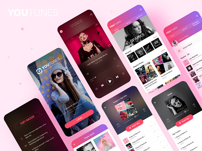 YouTunes - Mobile Music App app artist itunes mobile music play player product design song tune ui youtube
