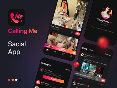 Calling Me - Mobile Social App app call chat dating feed live logo love match message mobile social story ui video chat