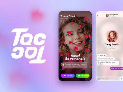 TocToc app branding chat dating design face icon logo message mobile talk tinder ui
