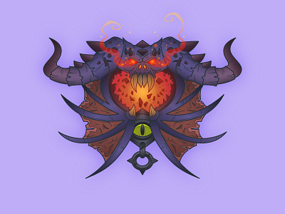 Warlock Crest blizzard crest demon icon illustration line art stroke vector warlock world of warcraft wow