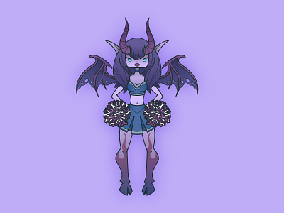 Succubus Cheerleader blizzard character cheerleader demon illustration line art stroke succubus vector warlock world of warcraft wow