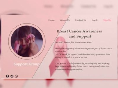 Landing Page - Breast Cancer Awareness 003 adobe xd breast cancer dailyui landing page photoshop pink pink ribbon still learning student