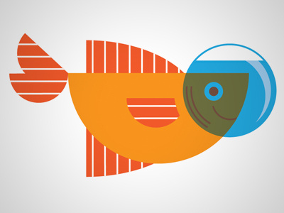 Fish Outta Water fish half circles illustration orange