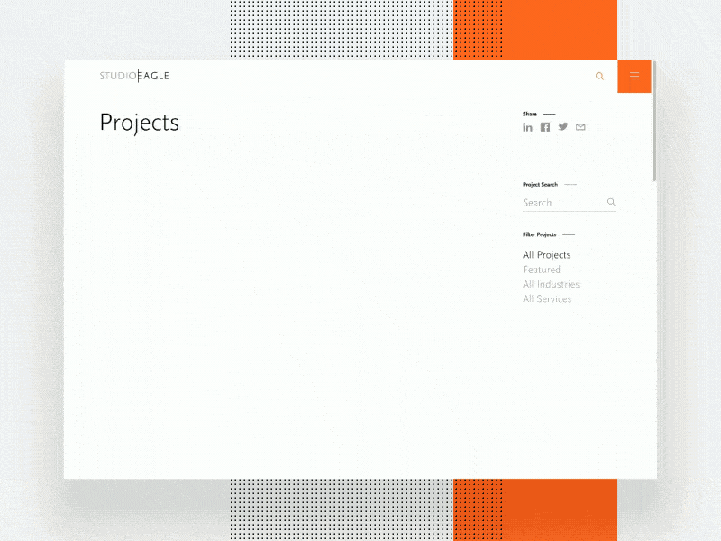 Studio Eagle - Projects cards filtering gallery lazy load projects search