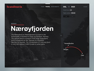 Scandinavia - travel app black clean dark ipad norway scandinavia tablet travel ui