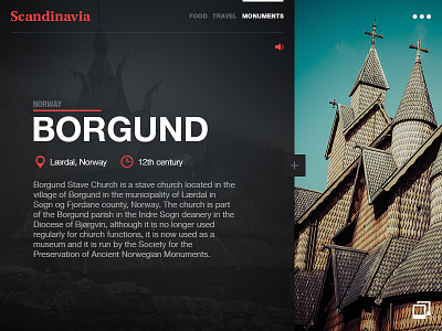 Scandinavia app - Monuments app black clean dark ipad norwaymonument scandinavia tablet travel