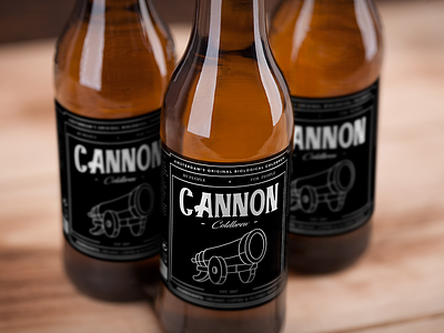 Cannon Coldbrew - Labeled Bottles barcode beer blackwhite cannon coffee coldbrew flat label linelogo lines logo simple