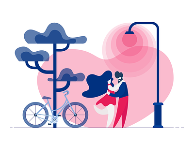 Lovers Illustration bicicleta bike blue coração dating girl heart illustration ilustração lovers namorados pink vector