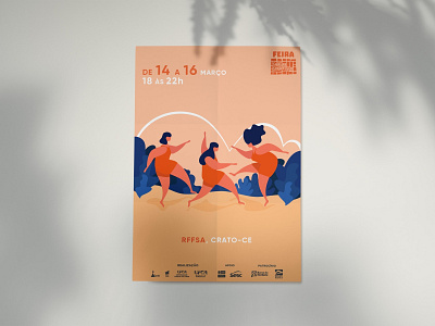 Poster FEIRA CARIRI CRIATIVO analuiza blue dance dancing design garden girl girl illustration girls happy illustration ilustração orange poster poster art vector woman