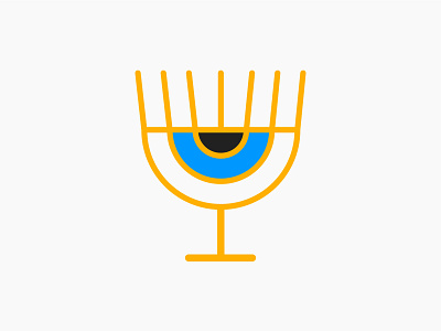 Menorah eye clean design eye flat illustration jewish menorah minimal simple vector