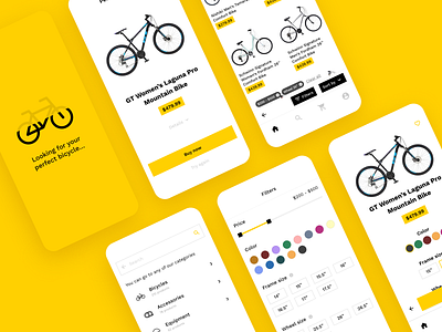 Bike Store adobe xd bicycle bike ecommerce filters flat gold golden shop store ui ui design yellow