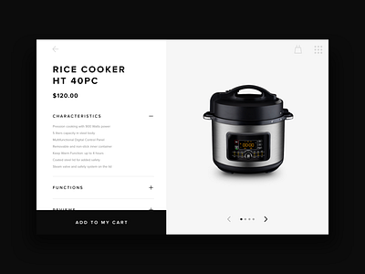 Simple Ecommerce black cooker ecommerce ecommerce design flat grey kitchen product product detail ui white