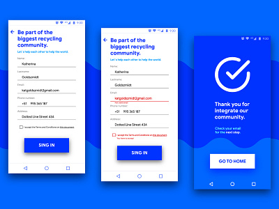 Succesfull registration and error app appdesign clean dailyui design flat illustration illustrator interface material minimal ui uidesign ux vector