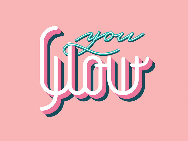 Glow letters art nuveau script card greeting card handlettering illustrator lettering