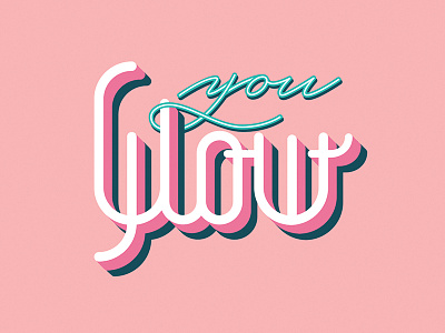 Glow art nuveau card greeting card handlettering illustrator lettering letters script
