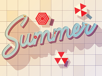Summer Swim branding hand lettering illustrator lettering pool summer sun