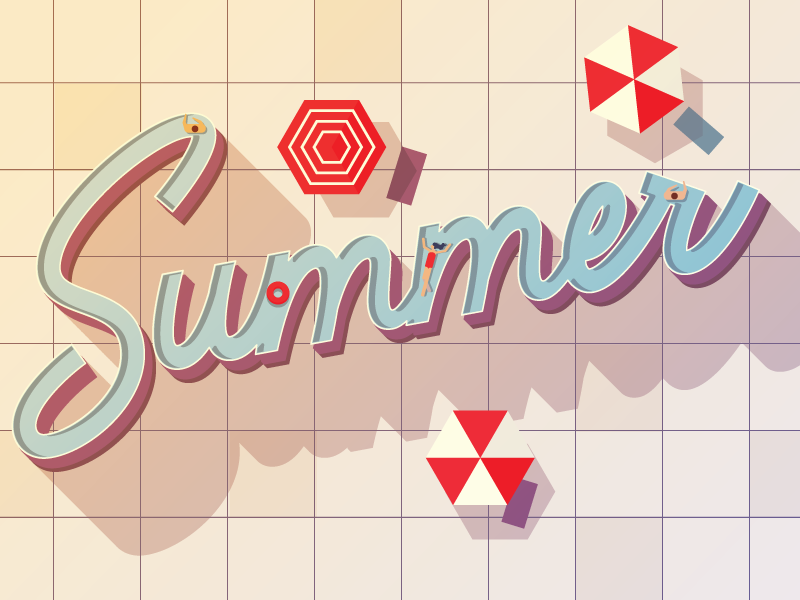 Summer Swim sun pool summer hand lettering illustrator branding lettering