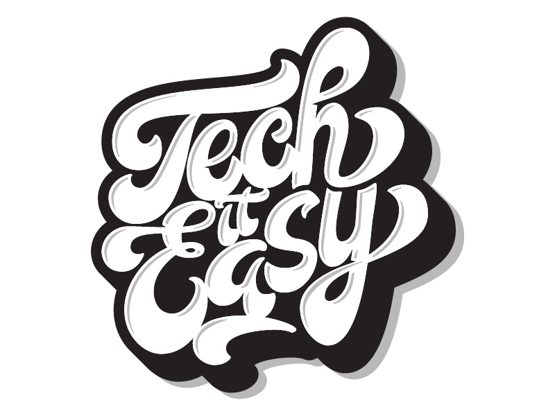 Tech it easy logo hand lettering illustrator sticker illustration brand calligraphy lettering