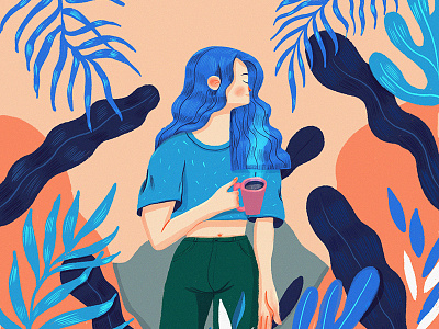 Just another perfect Monday botanicals character concept character design coffee girl illustration plant lady plants procreate