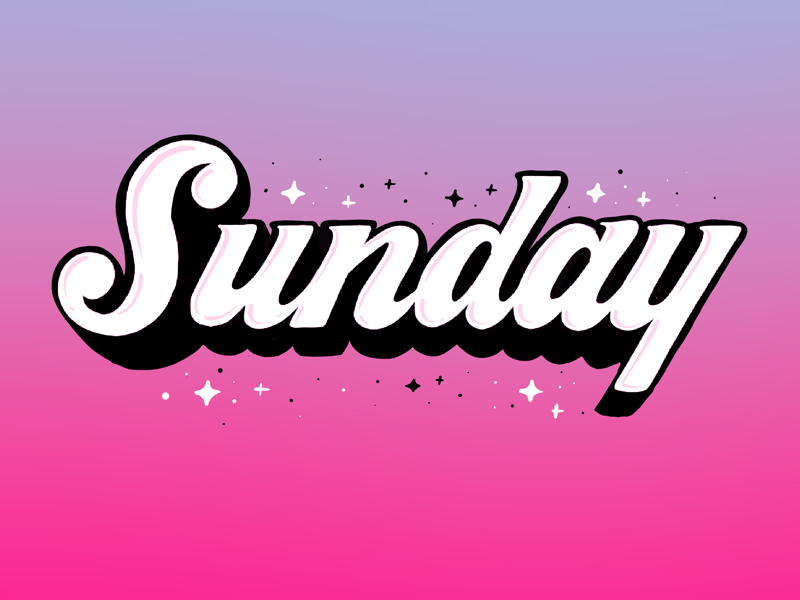 Happy Sunday! logotype word mark cursive script type illustration gradient typography lettering hand lettering
