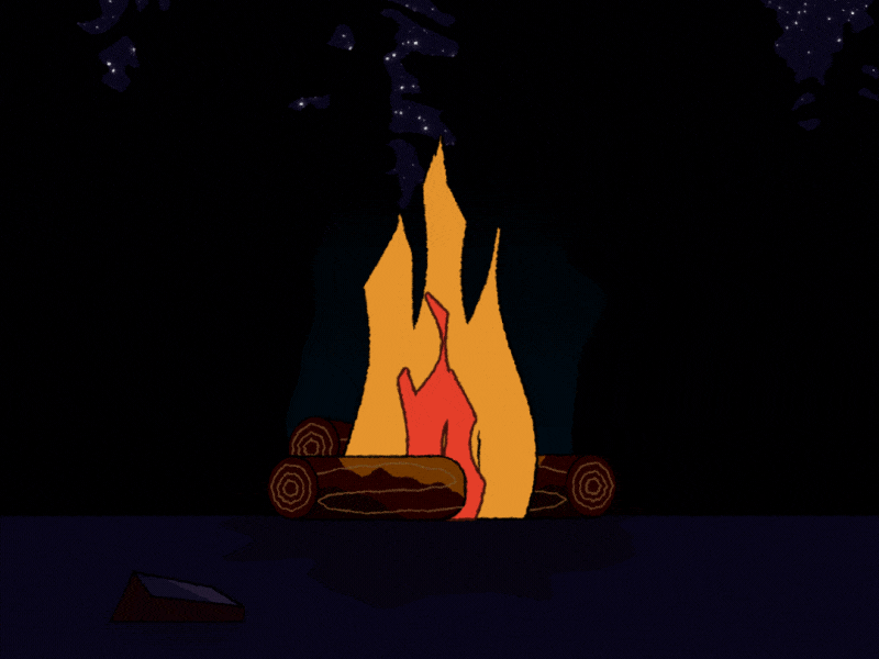 Lurking in the dark 2d animation ae after effects animation camp fire fire illustration
