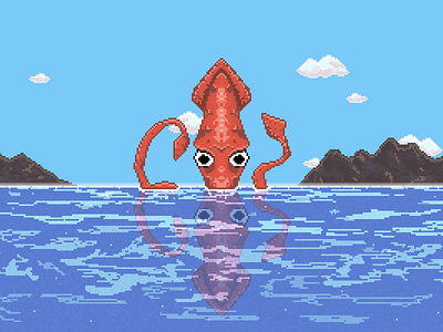 Squid v2 pixel pixel art squid