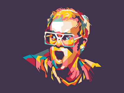 Elton John artwork artworked artworks colorful elton john illustration music musician popart rock vector wpap