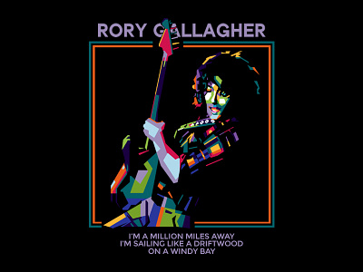 Rory Gallagher artwork band blues colorful folk illustration irish music popart retro rock rory gallagher vector wpap