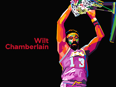 Wilt Chamberlain artwork basketball colorful illustration music nba nba player popart sports vector wilt chamberlain wpap